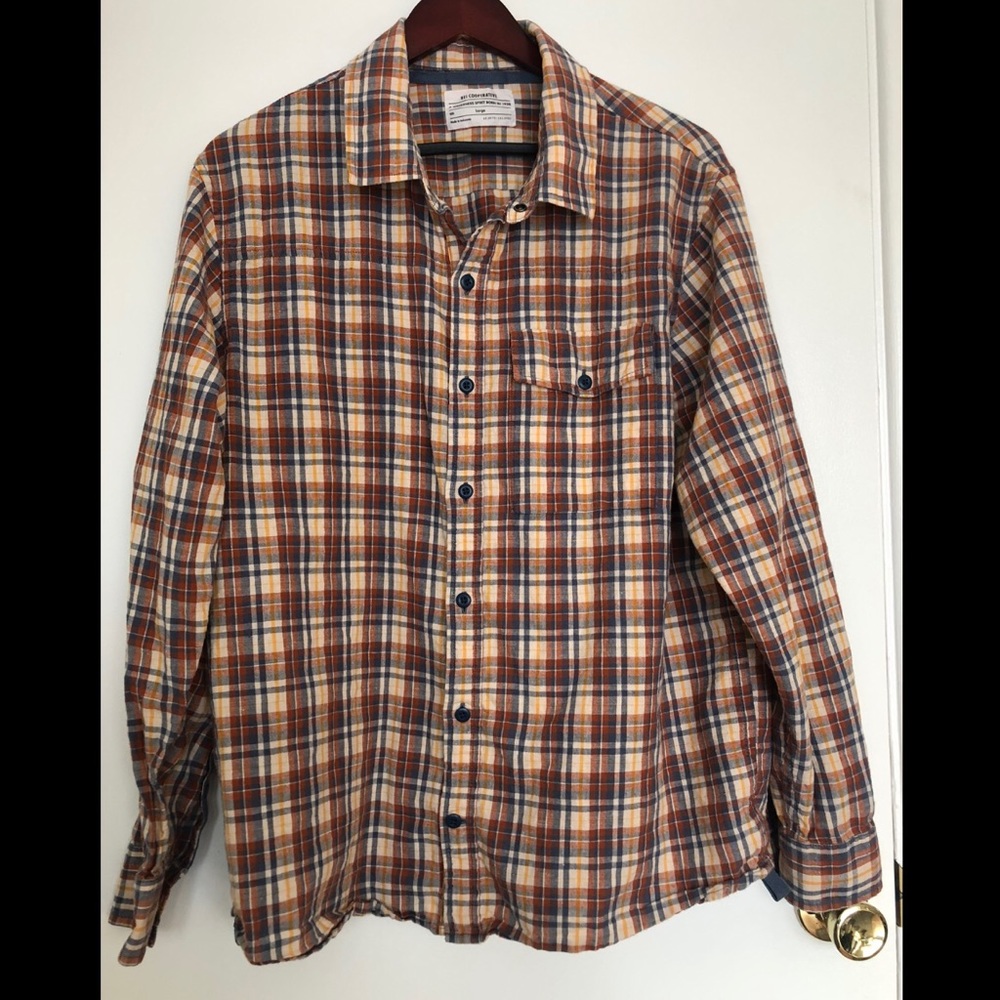 REI brand plaid hemp/cotton long sleeve shirt in size L